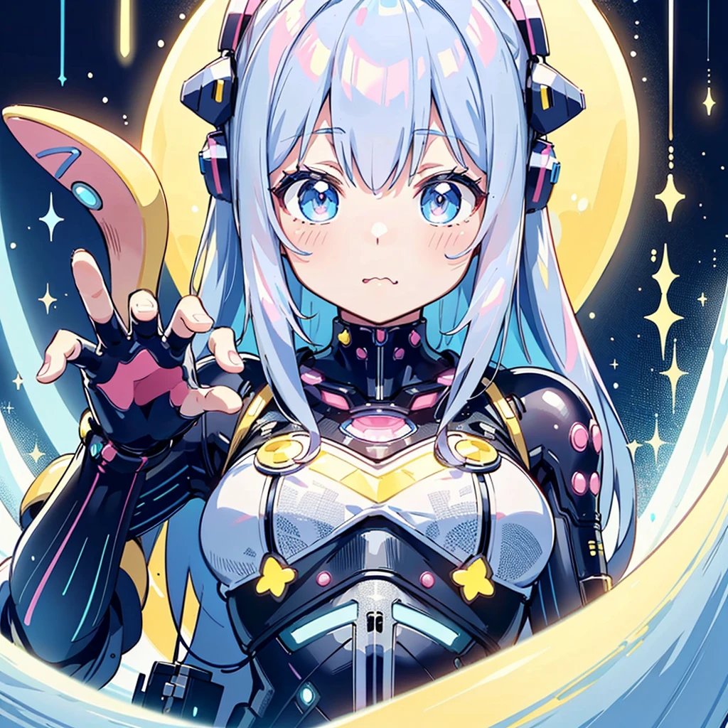 (Kawaii Character:1.4), 
Cyber Princess,
She is immersed in cyber networks,
(Special effects),
masterpiece, Highest quality,
Clear images, Clear images, Clear images, Unrealistic image, 
Highly detailed background,kawaii tech,