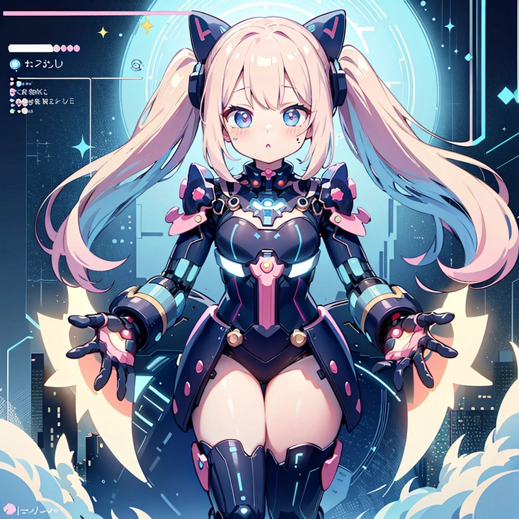 (Kawaii Character:1.4),
Cyber Princess,
She is immersed in cyber networks,
(Special effects),
masterpiece, Highest quality,
Clear images, Clear images, Clear images, Unrealistic image,
Highly detailed background,kawaii tech,