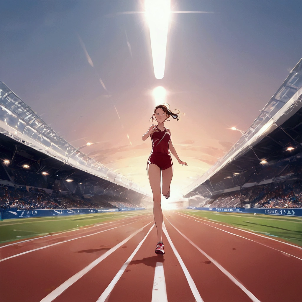 score_9, score_8_up, source anime, official art, 8k, ultra-detailed,very aesthetic, absurdres, perfect anatomy, dramatic angle, multiple girls, women athletes running in the track, Olympic, outdoor, stadium, cinematic lighting, newest, Perfect Hands