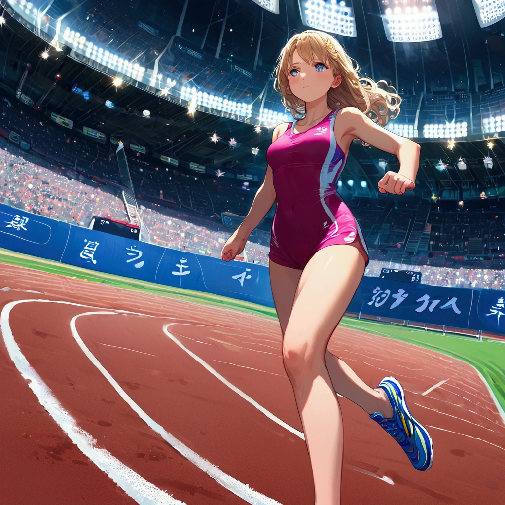 score_9, score_8_up, source anime, official art, 8k, ultra-detailed,very aesthetic, absurdres, perfect anatomy, dramatic angle, multiple girls, women athletes running in the track, Olympic, outdoor, stadium, cinematic lighting, newest, Perfect Hands