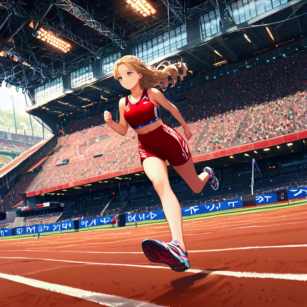 score_9, score_8_up, source anime, official art, 8k, ultra-detailed,very aesthetic, absurdres, perfect anatomy, dramatic angle, multiple girls, women athletes running in the track, Olympic, outdoor, stadium, cinematic lighting, newest, Perfect Hands