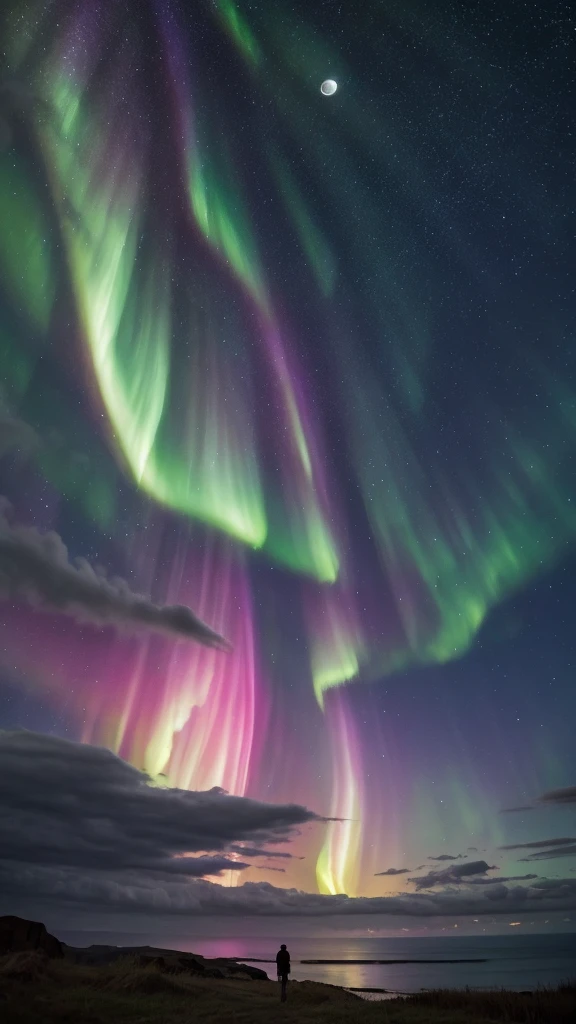 masterpiece、High resolution、sf、Starry Sky、Aurora、moon