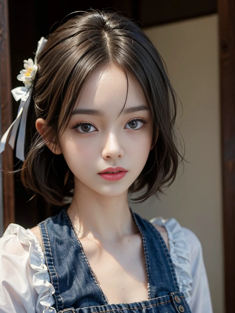 ((masterpiece:1.4)、(top-quality:1.4)、(reallistic:1.7))、masuter piece:1.4、Kawaii Girl、Portrait photo of a girl、Close-up photos、Upper body photography、beautiful countenance、kawaii faces、A detailed eye、Draw the eyes clearly, Beautiful and attractive eyes、beautidful eyes、Narrow waist、poneyTail、Raw photo、red-lips、1 screen display、