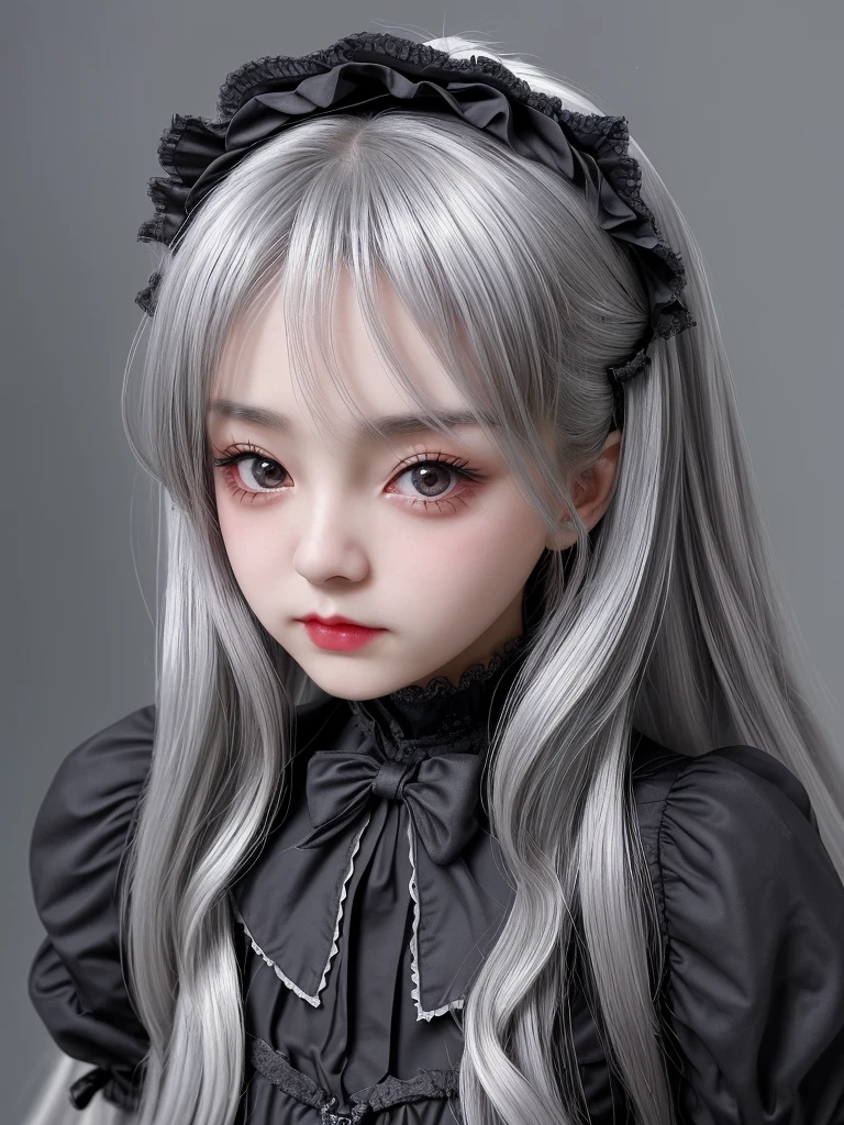Gothic Lolita Beautiful face like an actress Cute and cunning Silver long hair