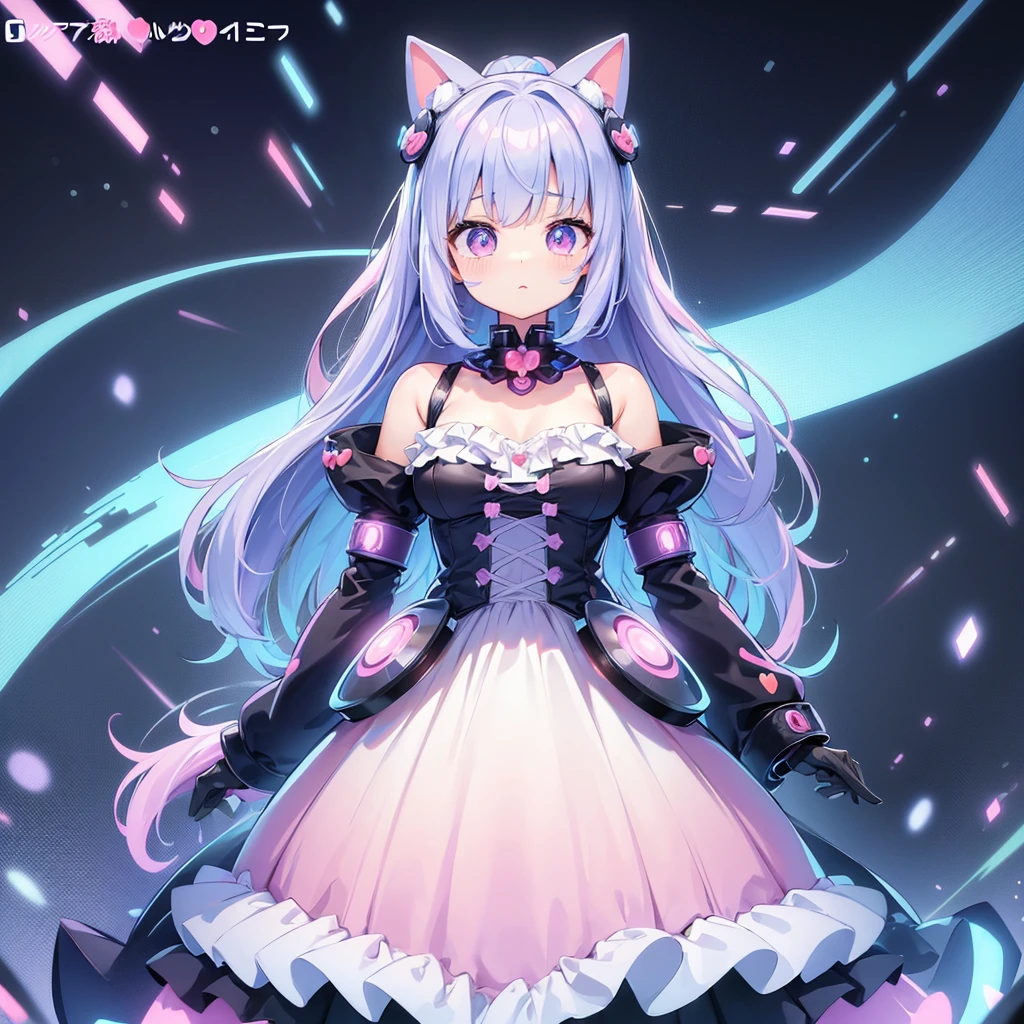 (Kawaii Character:1.4), Cyber Princess, She is immersed in cyber networks, (Special effects), masterpiece, Highest quality, Clear images, Clear images, Clear images, Unrealistic image, Highly detailed background,kawaii tech,