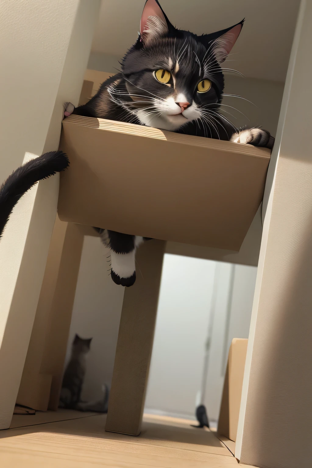 A cat pushes things down with its paws.