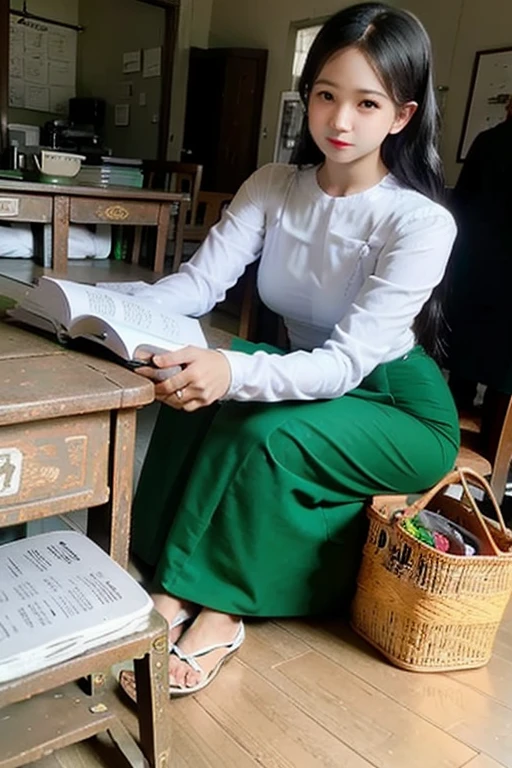 create a group of Myanmar girl beautiful full body
