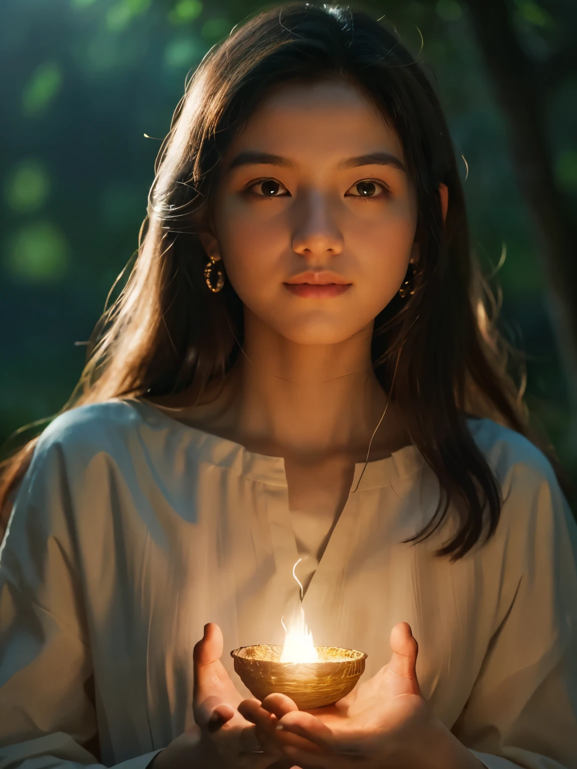 (best quality,8k,ultra-detailed,realistic:1.37),god creating man from soil,surreal photo,fujifilm xt3,outdoor,good lighting,raw photo,film grain,unreal engine 5,ray trace,concept artists,Goddess-like woman full body, (Artistic Nudity and Covering),landscape,human creation,holy process,smiling, feminin pose, long hair, divine touch,transcendence,fiery glow,charm,powerful presence,strong figure,wisdom in the eyes,majestic aura,wonder and awe,harmony with nature,peaceful surroundings,ethereal beauty,sublime atmosphere,supernatural essence,brilliant colors,dreamlike quality,otherworldly perspective,subtle textures,surreal elements,mysterious atmosphere,vibrant details,supreme artistry,awe-inspiring masterpiece,luminous highlights,illuminating shadows,mesmerizing composition,transcendent realms,spiritual journey,sacred transformation