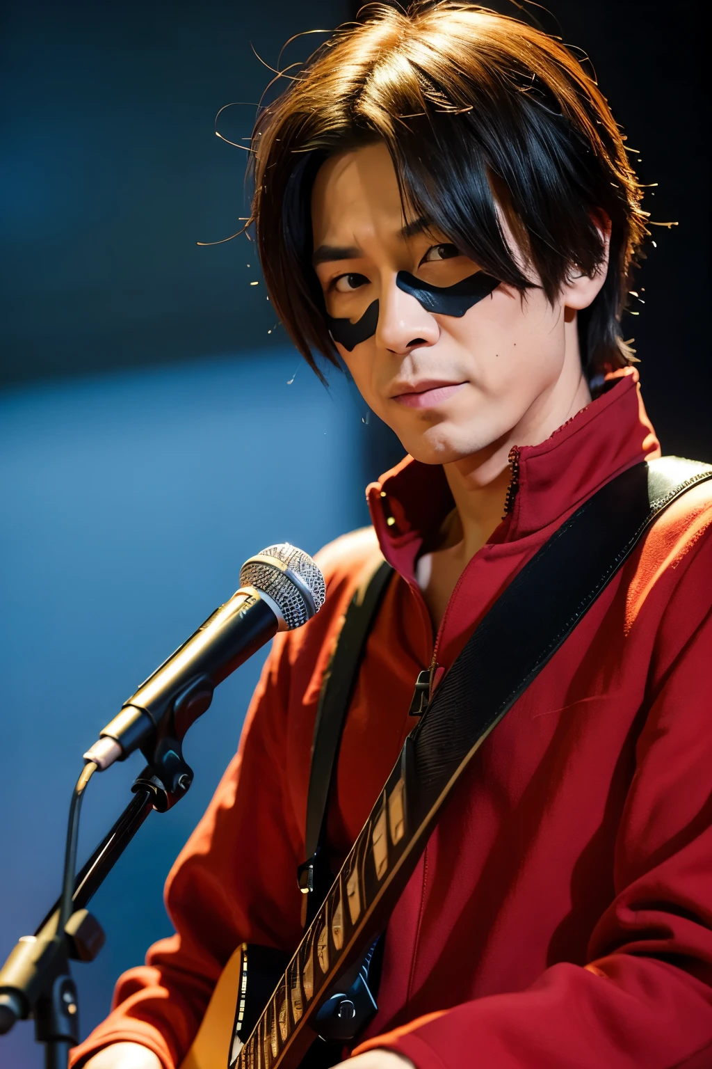 ((Highest quality)), ((masterpiece)), (detailed), rock band men, mask, japanese