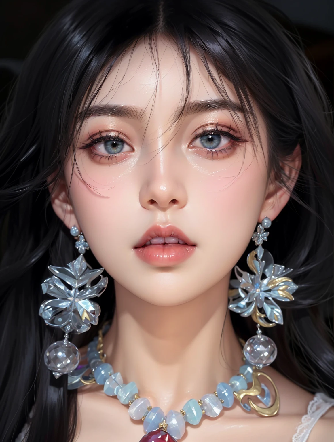 Royal sisters,Exquisite eyes,Frozen Queen,Put the crown on your head,Detailed facial expressions body,Tall and big,Glamorous characters,Leg length,4K,HD,Sensual,White translucent lace,白皙full image,Little cherry mouth,Beautiful and lovely,full image,Glossy Gel Coat,Vampire Queen in luxurious robes,Have a tattoo(Intricate tattoo designs),Ice Princess,Rich facial details,Gold diamonds,Beautiful and cute face
