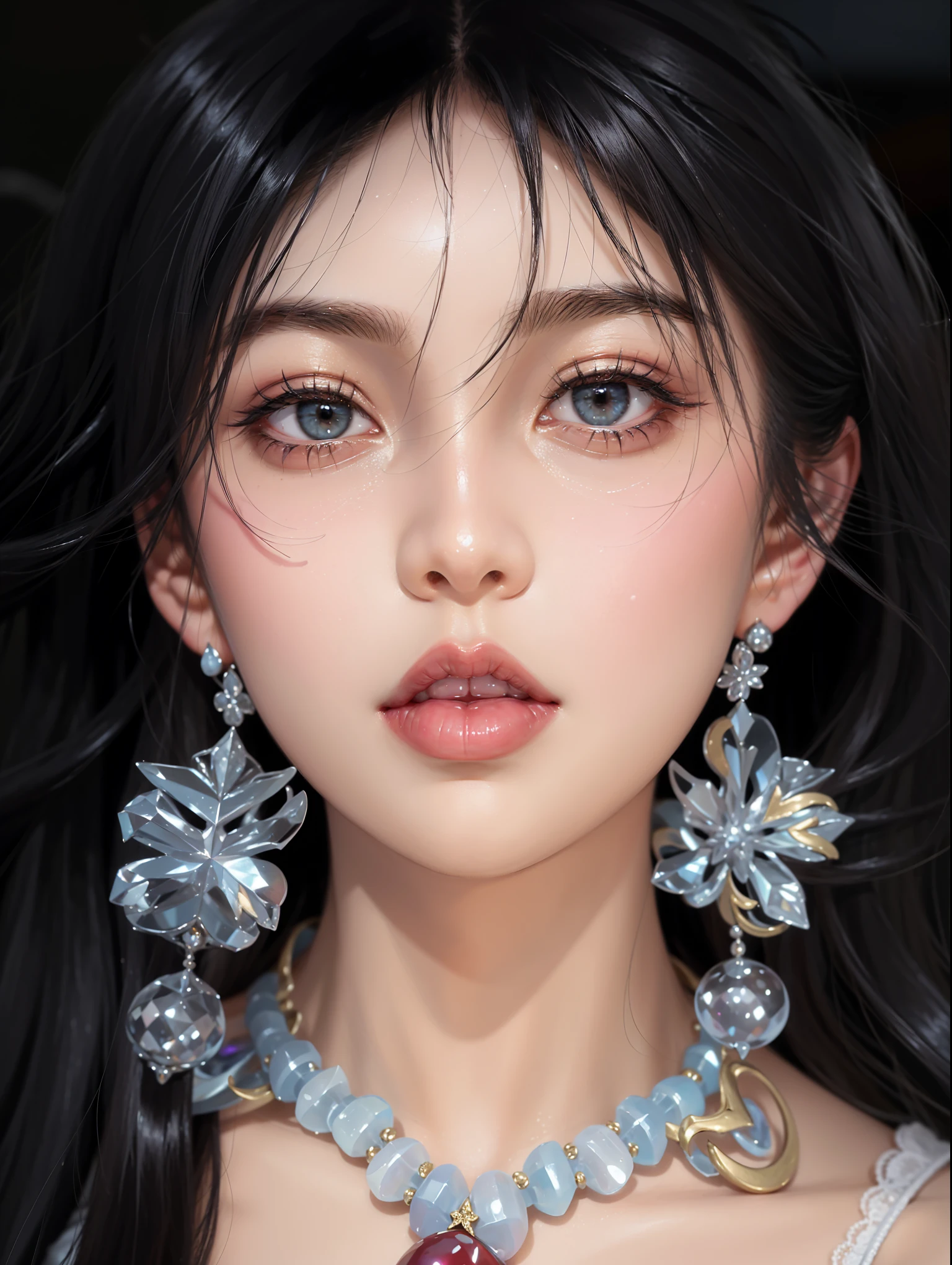 Royal sisters,Exquisite eyes,Frozen Queen,Put the crown on your head,Detailed facial expressions body,Tall and big,Glamorous characters,Leg length,4K,HD,Sensual,White translucent lace,白皙full image,Little cherry mouth,Beautiful and lovely,full image,Glossy Gel Coat,Vampire Queen in luxurious robes,Have a tattoo(Intricate tattoo designs),Ice Princess,Rich facial details,Gold diamonds,Beautiful and cute face