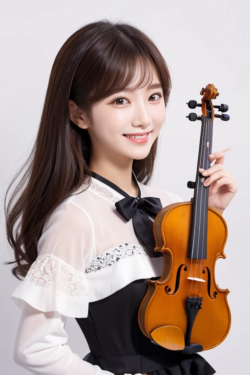 South Korea Beauty clothes smile White background violin