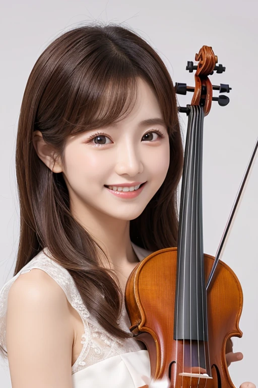 South Korea Beauty clothes smile White background violin