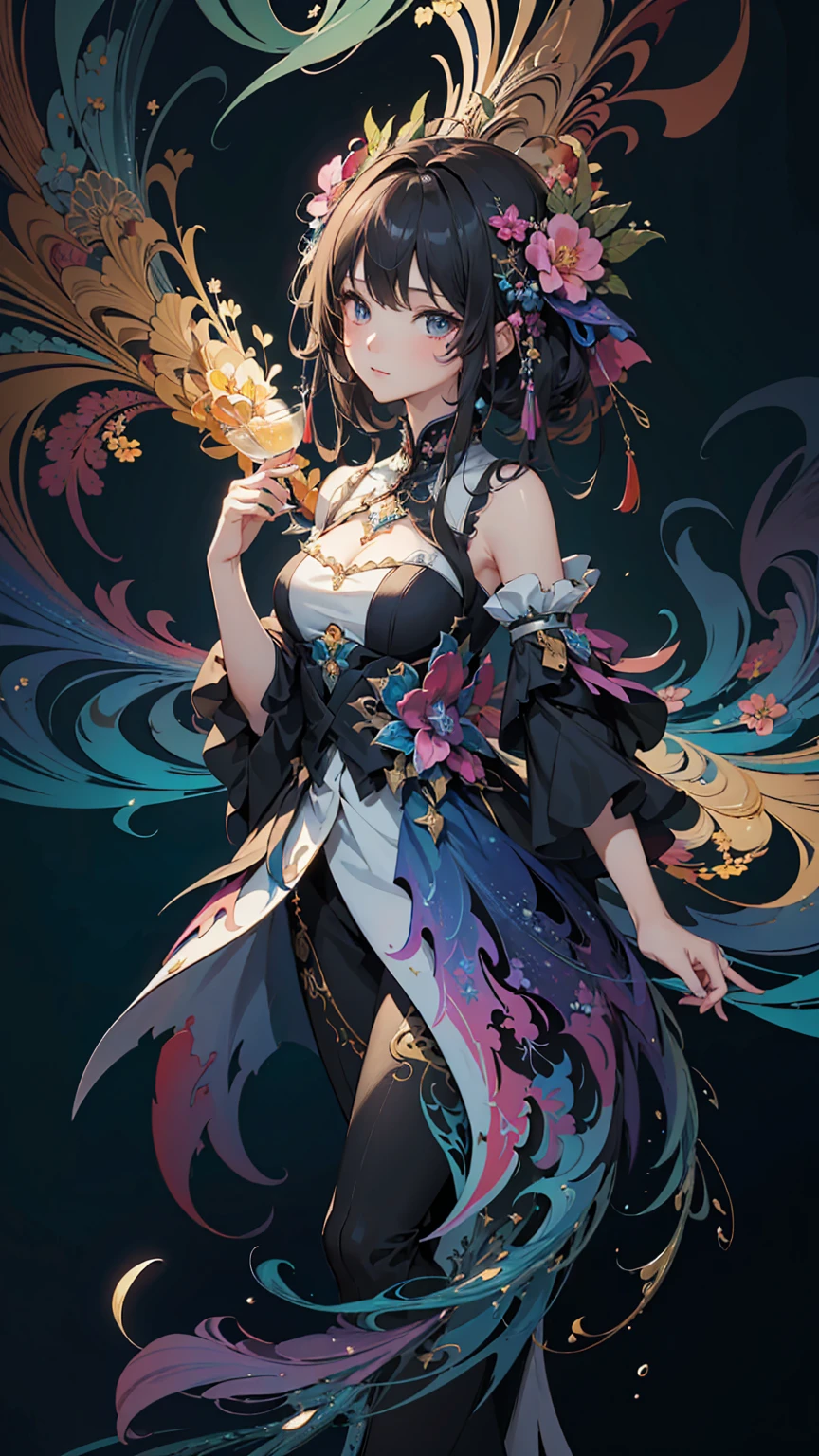 (masterpiece, Highest quality, Highest quality, Official Art, beautifully、aesthetic:1.2), (One girl), Very detailed,(Fractal Art:1.3),colorful,Most detailed