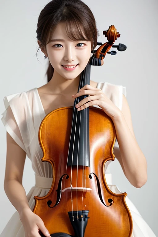 South Korea Beauty clothes smile White background violin