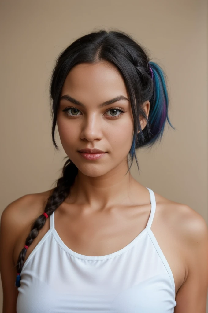 lusty, colored inner hair, braided ponytail, depth of field, wide shot, UHD, retina, masterpiece, accurate, anatomically correct, 16k, best quality, super detail