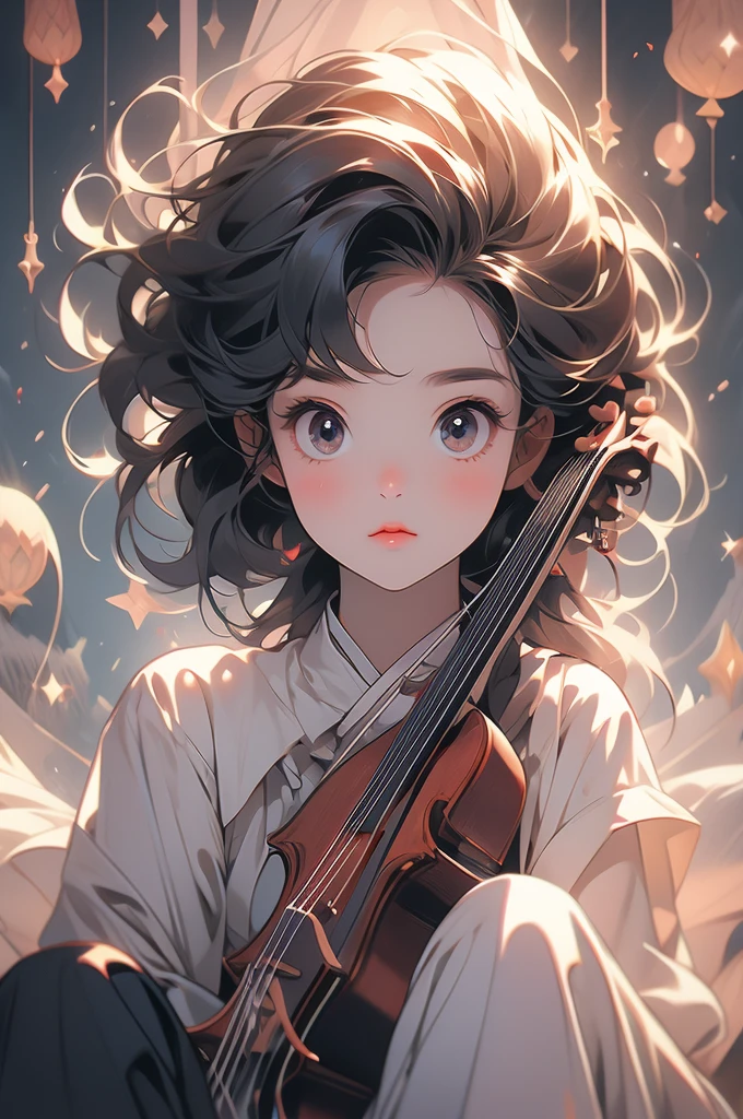 1girl, shy, small, cute, demon, fiddling, looking up at  viewer, 