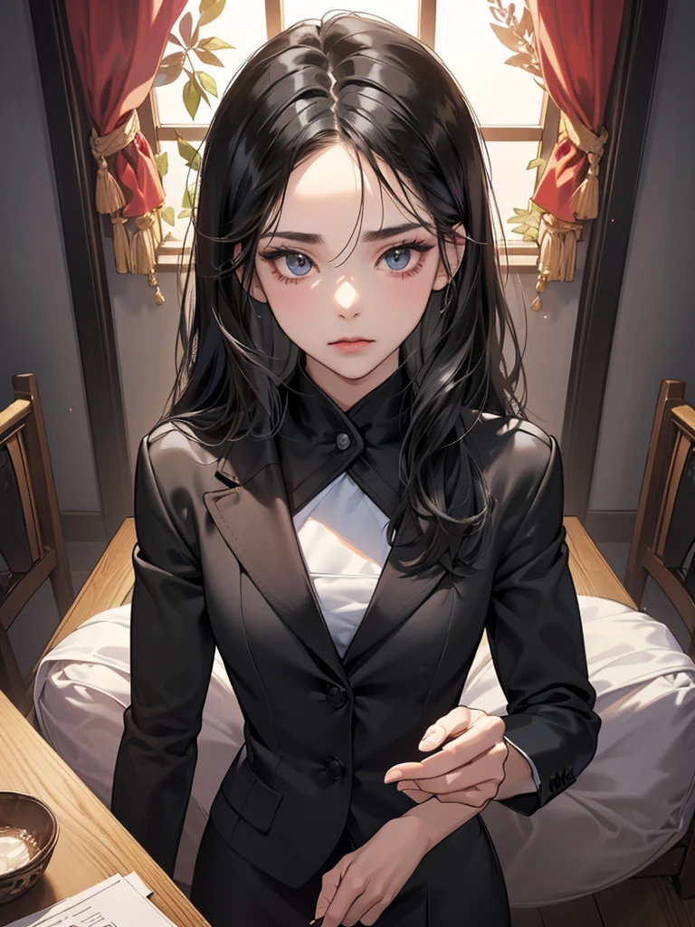 (table top, digital art, digital illustration, 4K, 8ก, Very detailed, beautiful picture, Sharp picture, realistic, raw photos, perfect face, perfect lines, perfect eyes, soft light) 1 woman, (long black hair,have straight hair,Bullish stare,Beauty,woman in suit,Hard makeup,23 yo girl,small tits:1.3),secretary, Handsome man in a suit, (human,man in suit,have good muscles,broad, stable shoulders,adult man,children&#39;s hairstyles,A man in his 30s with a cool demeanor,A 28-year-old man smiles brightly.:1.2),lover、couple kissing、romantic、