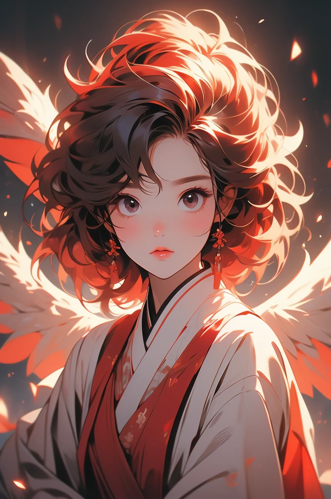 1girl, shy, small, cute, demon, fiddling, looking up at viewer, wings, red hair, black skin