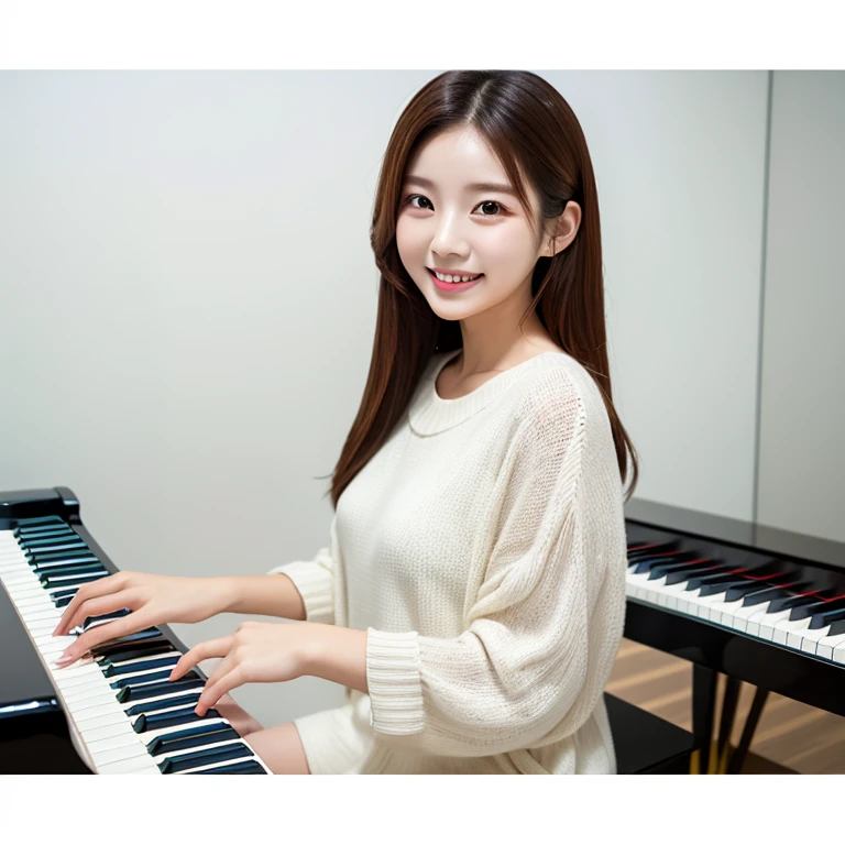 South Korea Beauty clothes smile White background piano