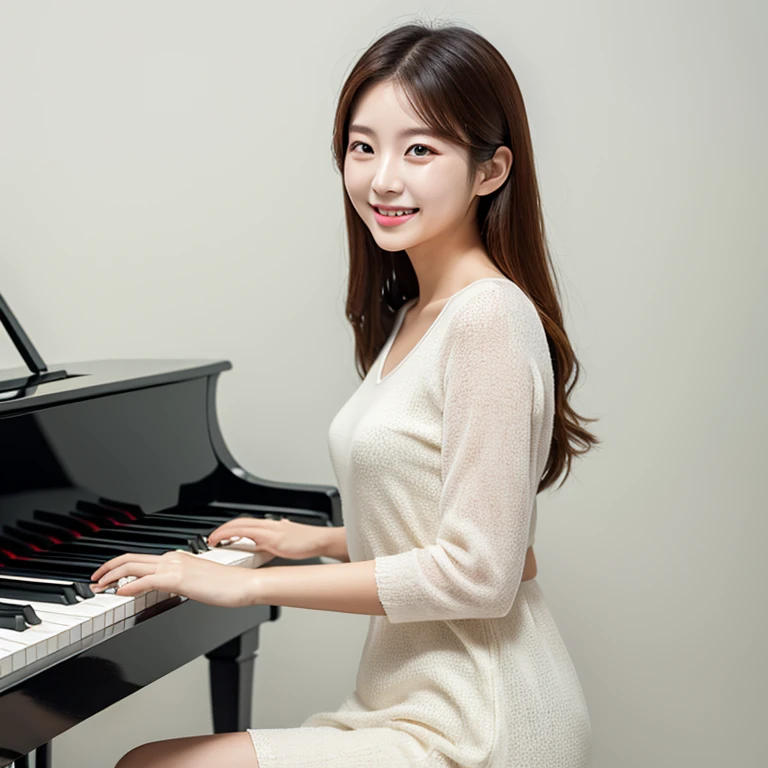 South Korea Beauty clothes smile White background piano
