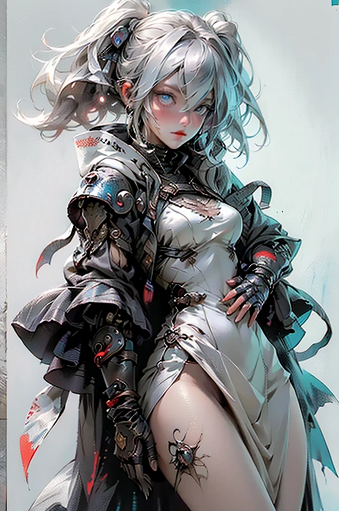 mpts copy
(((Tabletop, Highest quality, Very detailed))), Hand-drawn style, Hand-drawn style, watercolor, sketch, 、woman、knight, Long twin tails、White Background, Plain background, Inspired by Bloodborne, Tattered Bloodborne Outfit, occult aesthetic, occult, Clear blue bikini、Tattered blue and black armor、Steampunk and Gothic Lolita with attention to detail (Hooded), crown, Long coat, very thin and long legs, Intricate lace-up boots, Fluttering lace flared long Knee length dresses with frilly petticoats, Long dress, Knee length dresses, Petticoat Gothic Lolita, Beautiful small breasts, (((( Very detailed顔))), Small, thin nose, A small, thin-lipped mouth, (((Very sharp focused eyes))), Her very large slitted, precise pale grey eyes shine like jewels.. Very long eyelashes, Silver hair swaying in the wind, Mandala pattern emits shining light, White Background, Very dramatic and cinematic lighting, Tattered old red and white clothes, full body, whole body, body, Space horror, Grimdark