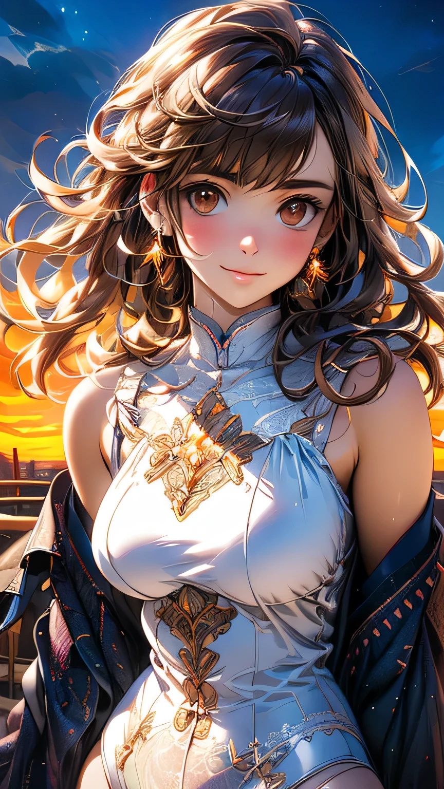 (masterpiece:1.2, Highest quality), (Realistic, photoRealistic:1.4), Beautiful illustrations, (Natural Side Lighting, Cinema Lighting), ((cowboy shot))
View your viewers, 1 girl, Japanese, Junior high school girl, 14 years old, Perfect Face, cute and symmetrical face, Glowing Skin, thin, (golden earrings:0.8)
(Mid-length hair:1.2, Half Up:1.4, Light brown hair), Asymmetrical bangs, Brown eyes, Long eyelashes,
Beautiful Hair, Beautiful Face, Beautiful details, Beautiful clavicle, Beautiful body, Beautiful fingers, (((Panties are visible:1.0))) ((Very large saggy tits)), ((In underwear、White lace underwear:1.1))((Fullback panties:1.2))Underarm , Slightly , Very large breasts, Full body angle, 14 year old woman , Thick thighs
((Detailed cloth texture)),
(Beautiful views), evening, (cute, cute smile, Upward glance),