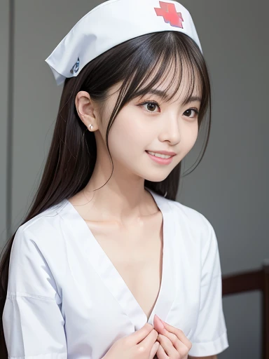 Japanese female, a lot of details, (underweight), detailed black hair, beautiful detailed hair, super fucking beautiful, delicate beautiful face, complex details beautiful and delicate eyes, perfect hands, (flat chest best quality:1.5), perfect and delicate limbs, detailed skin, best quality, ultra-detailed,(cheerful grin:1.5),
(hospital:1.3), group shot, (nurses:1.2), squatting, bun hair, (White coat, nurse uniform), japanese, cowboy shot, low angle shot,