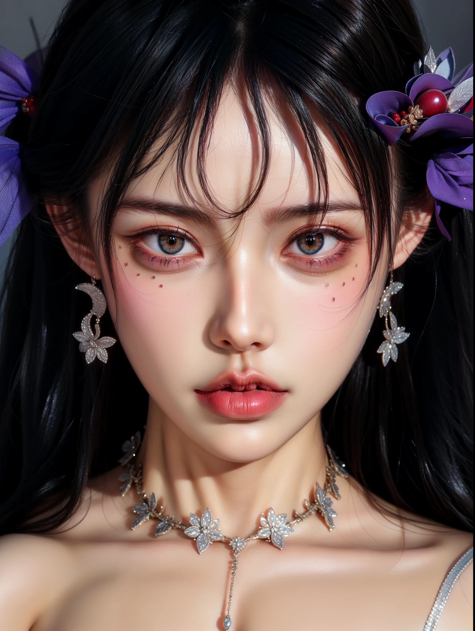 Royal princess,Extremely detailed, Delicate face, Stock Photography , Portrait 400, F1 Camera Lens.6, rich and colorful, Surrealism, Realistic textures, Dramatic Lighting, Thin Film Distiller 800 (8K, original photo, Better quality, masterpiece: 1.2), Extremely detailed, (Extremely delicate skin: 1.2), 8K ultra high definition, SLR camera, Soft Light, high quality.Fire Queen,Blue pupils,Wear red lipstick,Have a tattoo,The tattoo is very three-dimensional,Gorgeous and intricate tattoo designs,Dark eyeshadow,Sexy thick lips(Red lipstick),A billion dollar jewellery,
