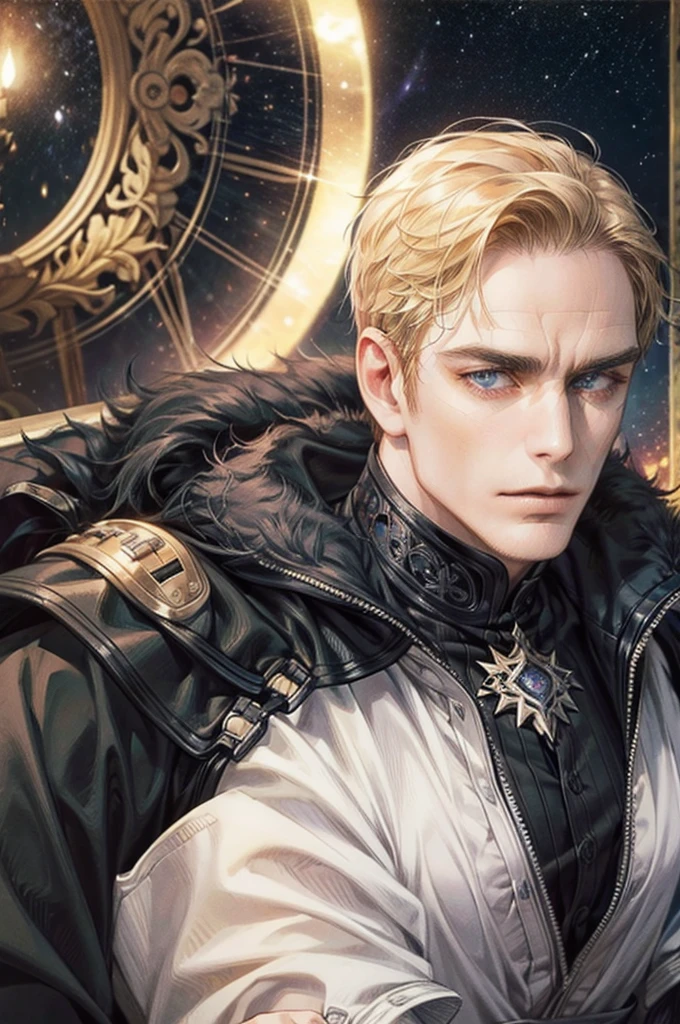 A person identical to Michael Fassbender and his skin is from a galaxy 
