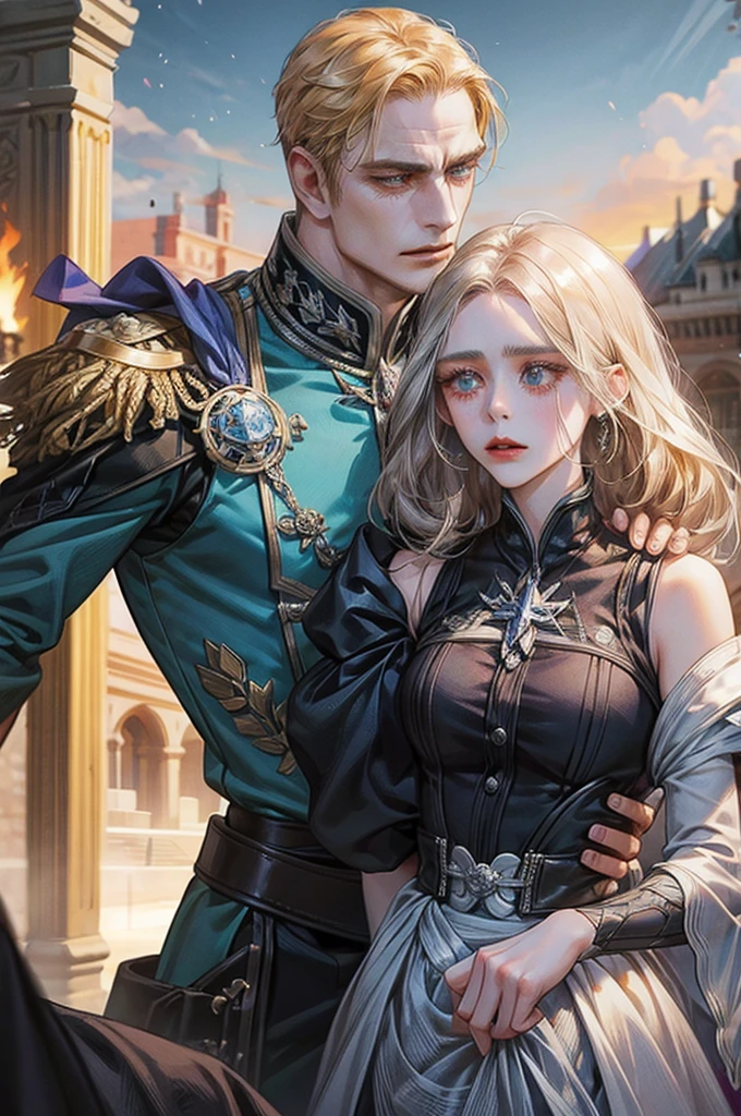 A woman looking like Elizabeth Olsen fighting with a man looking like Michael Fassbender 