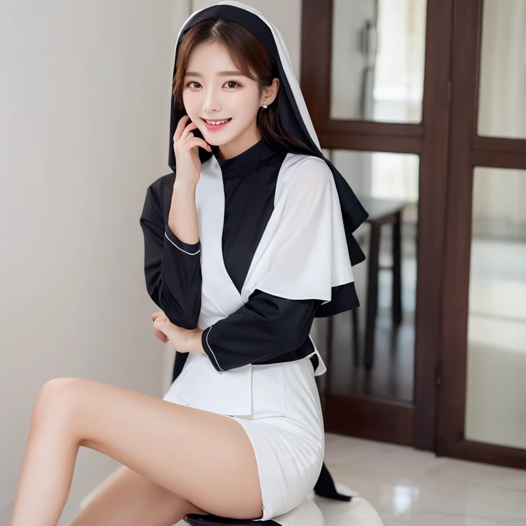 South Korea　Beauty　clothes　smile　White background Xixi teacher 🍑📚
（Nun Version）