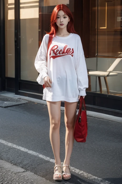 take a camera ,full body ,red hair