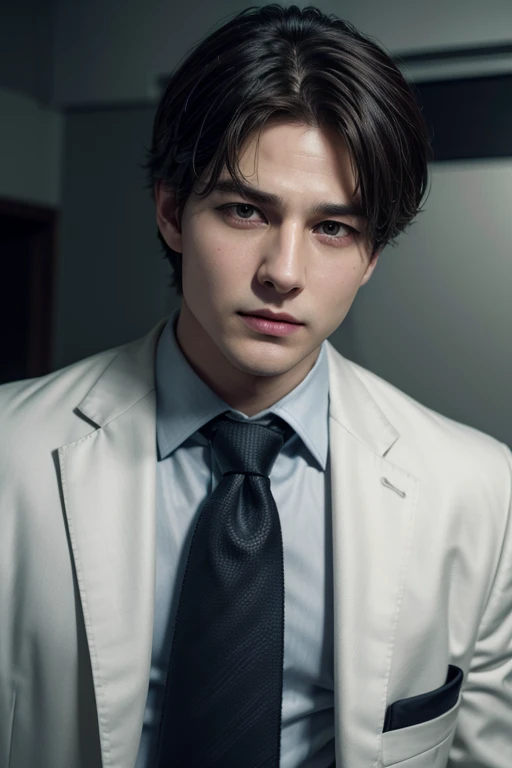 arafed man in a suit with a tie tied to his neck, doing the bateman stare, in strict suit, wearing a strict business suit, suit ， perfect face, mouth wired shut, in a strict suit, suit and tie, surgical mask covering mouth, wearing a shirt with a tie, wearing a suit and tie, mouth shut, tomcruise!!!, agent cooper, kim taehyung, bts, taehyung, idol, taehyung kim