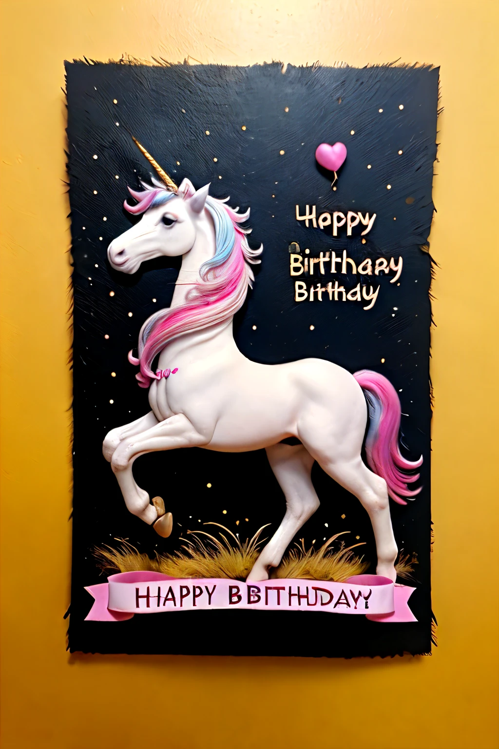((best quality)), ((masterpiece)), (detailed), unicorn background with happy birthday DIVIKSHA text
