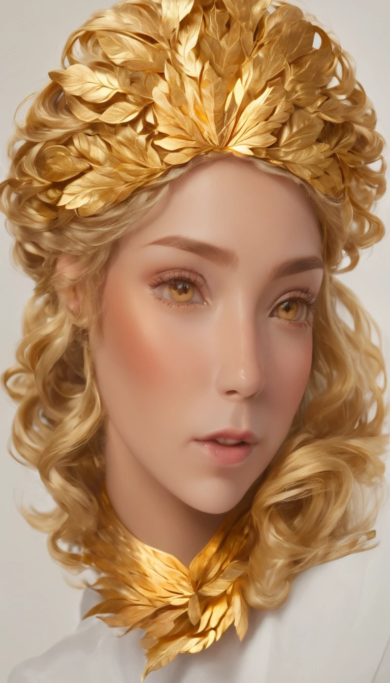 a facial portrait of a female sports Olympic winner wearing laurel leave crown and wearing gold medal, sense of excitement, a sense of ultimate triumph against all odds, she won the gold medal, (ultra detailed face: 1.2),  dynamic hair style, dynamic hair color, dynamic skin complexion, Hyperrealism style, vibrant, Ultra-high resolution, High Contrast, (masterpiece:1.5), highest quality, Best aesthetics), best details, best quality, highres,  16k, [ultra detailed], masterpiece, best quality, (extremely detailed) RAW, photograph