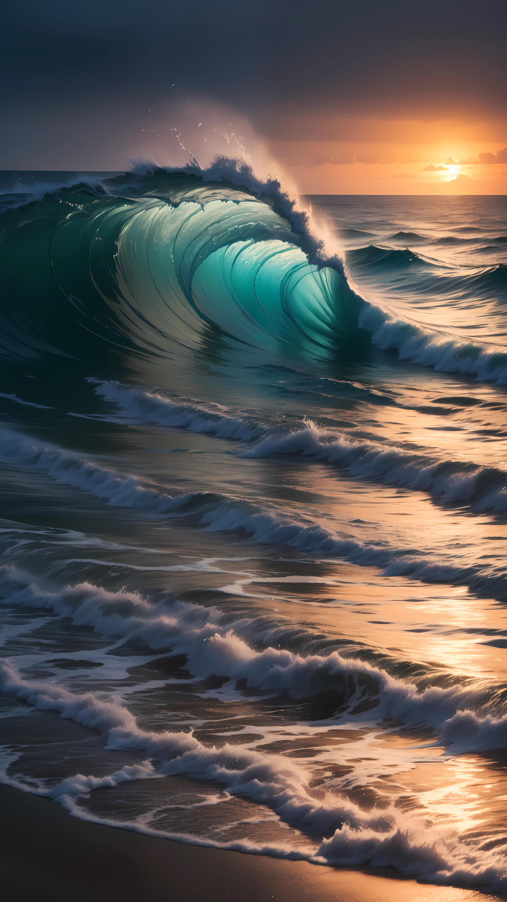 Background, clean, wallpaper, emotional, 4K, lapping, evening, light reflected in waves,