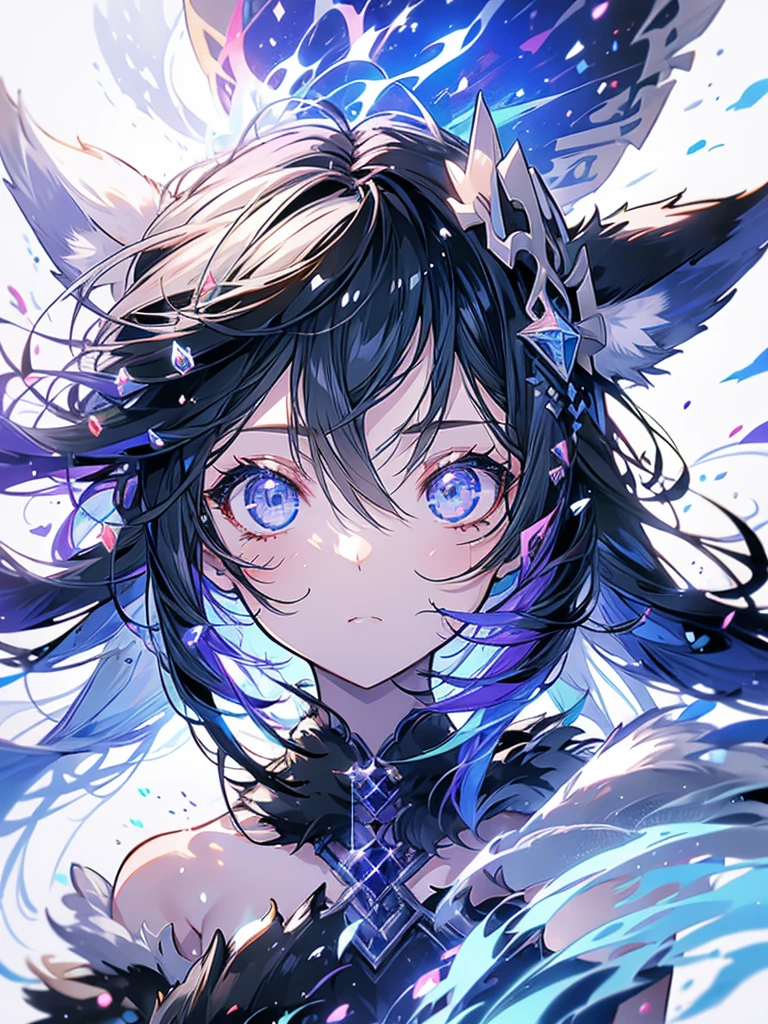 girl, furry ears, claws, tail, acceleration, wind, magic, wind magic, black hair, scratch