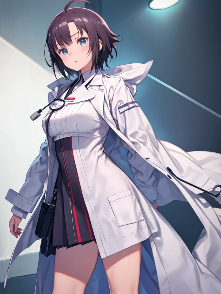 (Highest quality, Tabletop: 1.1), 1 girl、Anime character wearing a white coat, Smooth anime CG art, Wear a white coat, Wearing white hospital clothes, Wearing a white coat and a blouse, With a Stethoscope, doctor, makoto shinka, Wearing a white coat, (doctor), By Shinkai Makoto. Digital Rendering, Stethoscope!, Photorealistic anime girl rendering、Big Breasts、Chubby