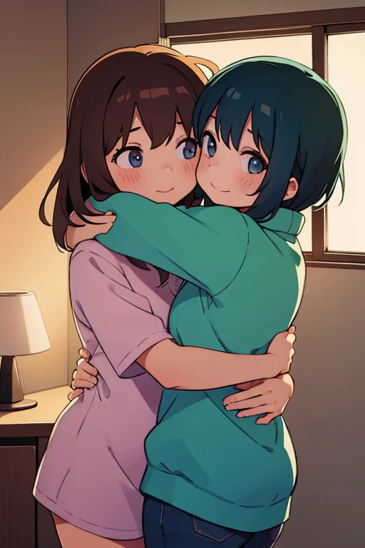 two girls hugging