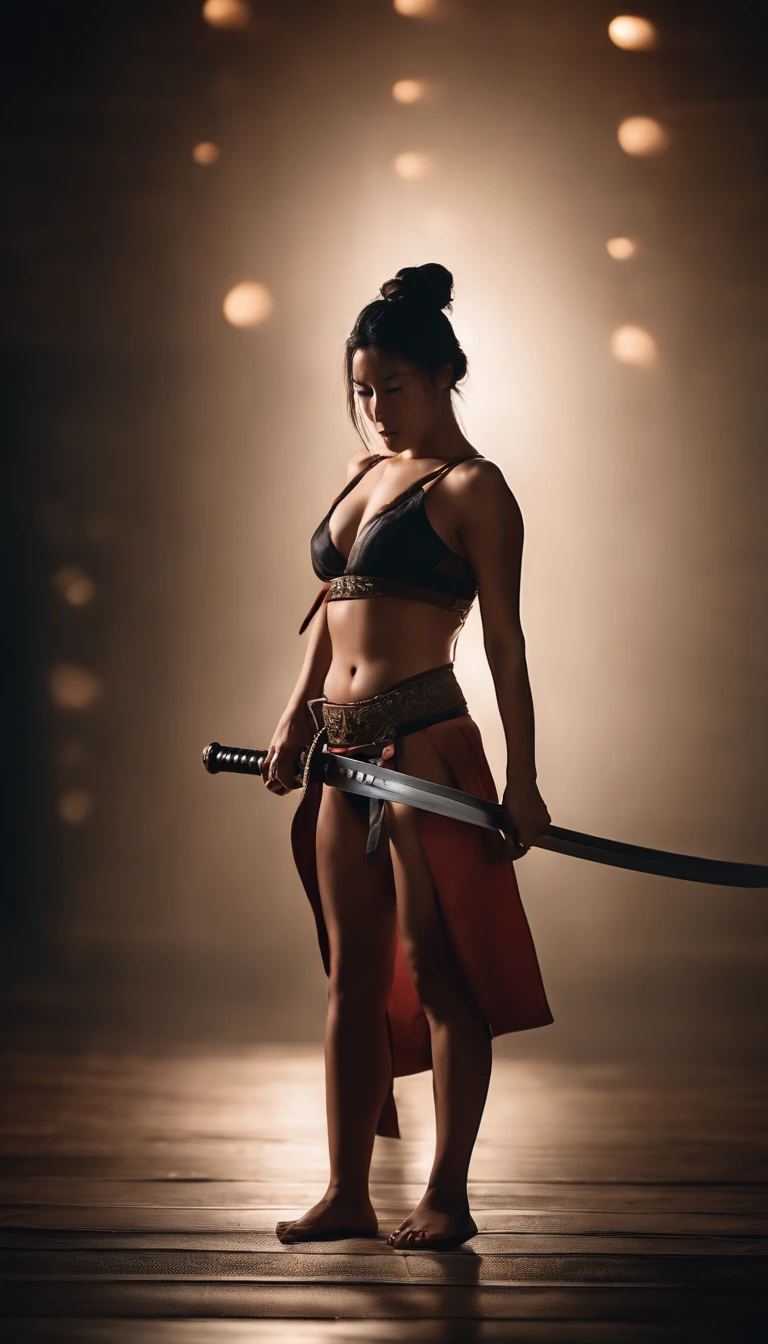 Samurai Swordsman woman In underwear Full body sexy underwear Full body sexy
