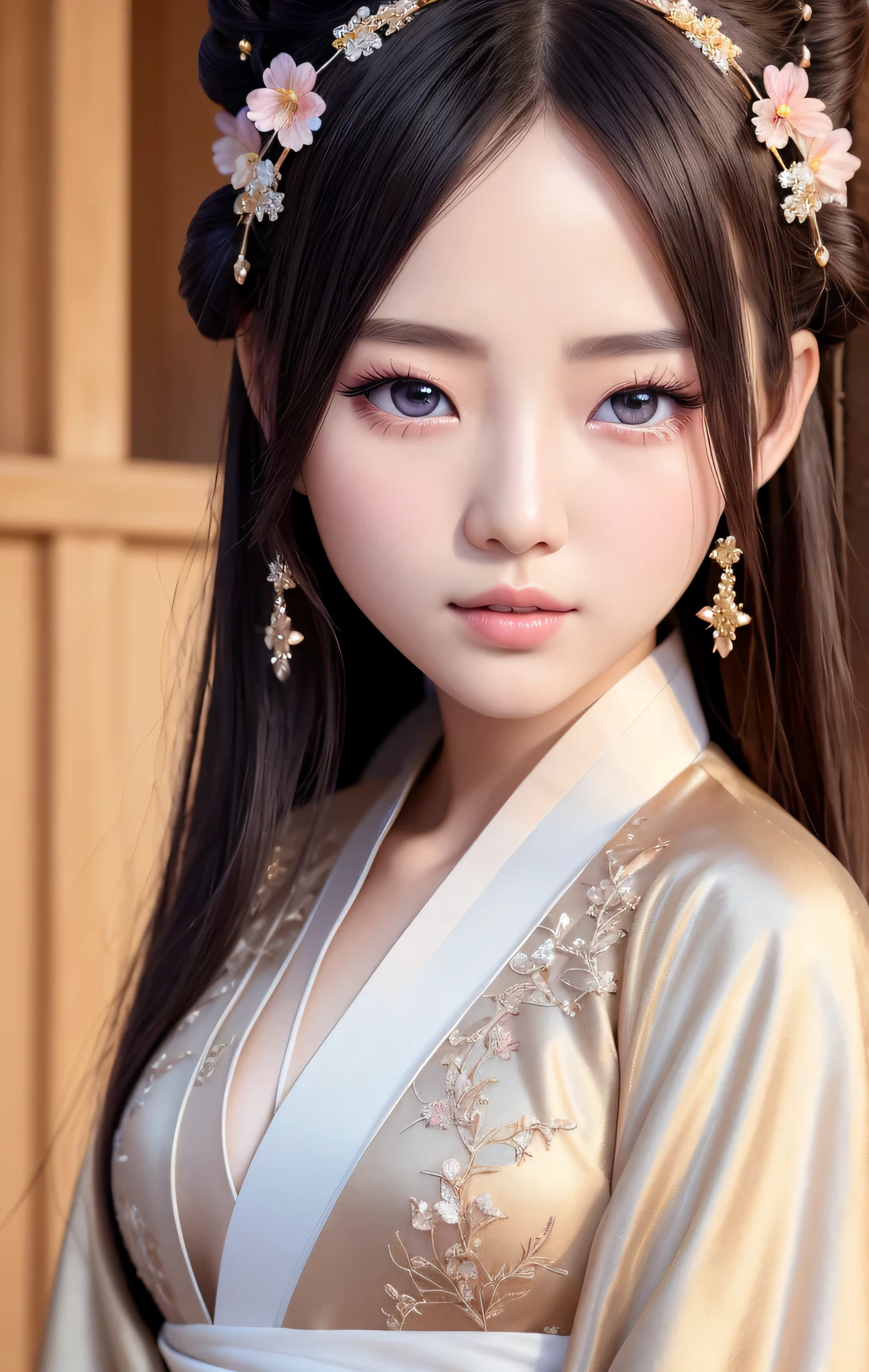 highest quality ,masterpiece, figure, very delicate and beautiful, very detailed ,cg ,unity ,8k wallpaper, wonderful, finely, masterpiece,highest quality,official art,very detailed cg unity 8k wallpaper,disorganized, incredibly disorganized, huge file size , Super detailed, High resolution, very detailed,beautiful detailed girl, very detailed eyes and face, detailed and beautiful eyes,light shines on your face,(Hanfu:1.1),1 girl