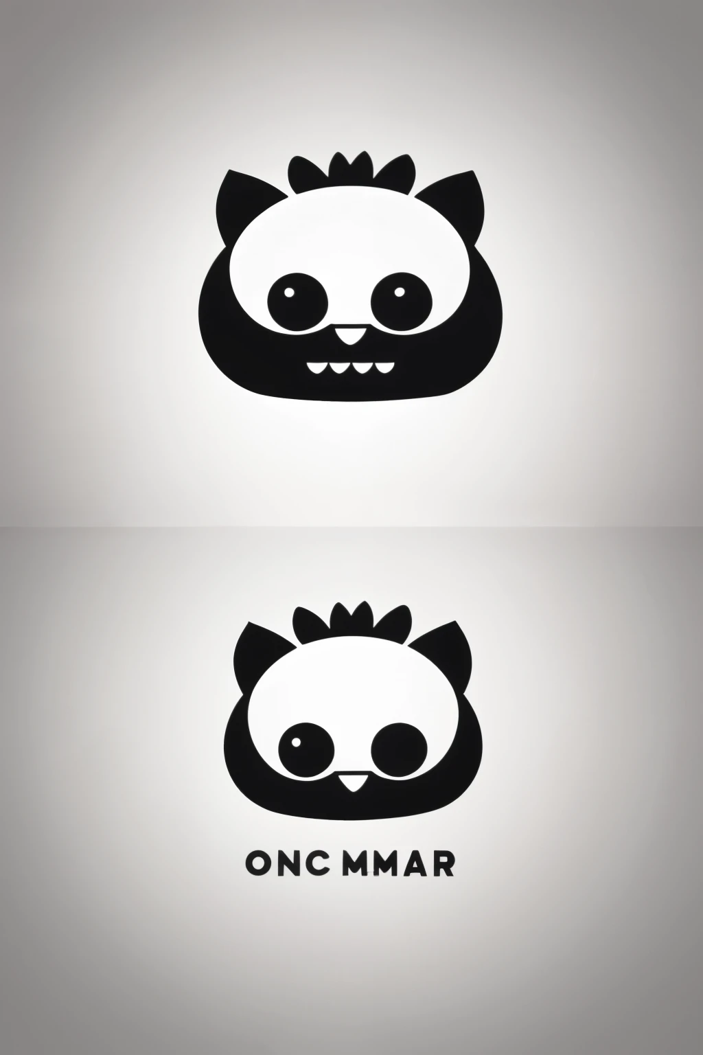 Create a cartoon logo design for the OCM brand，You can use animal or monster images，Black and white series，Simple and high-end，Luxury，Strong sense of design
