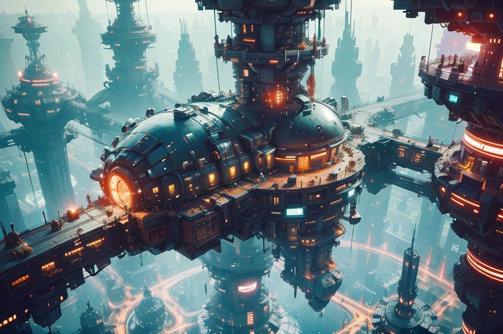 futuristic city、Theme parks of the future,Amusement Park of the Future,Casino,Floating in the universe、Cyberpunk、Rows of skyscrapers、space station、roller coaster,Ferris wheel,Attractions,Top quality、masterpiece、Dream、utopian、Planet Earth、Dream想世界、fantasy、art itself、beautiful city、Space City、A world far beyond what humans have created