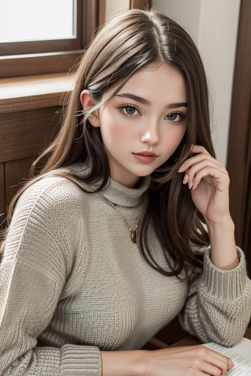 ((best qualityer)), ((work of art)), (detailded), 1 girl, ombro to ombro sweater,