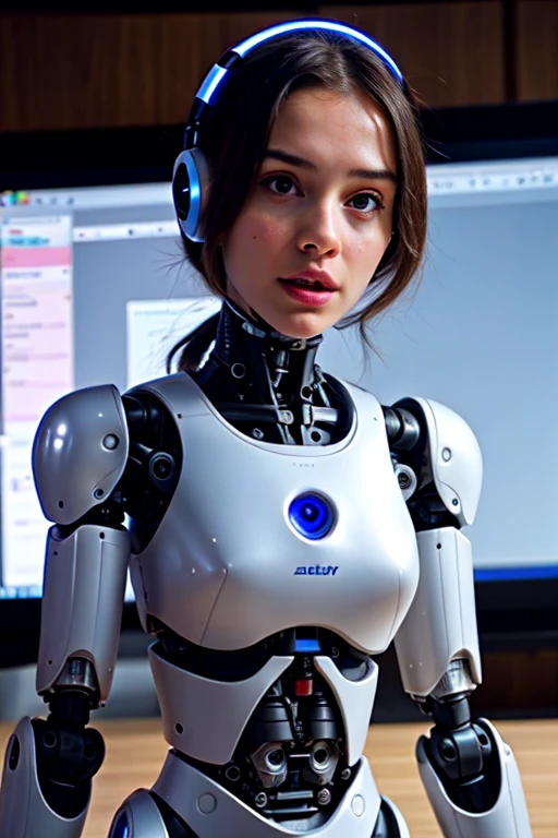 an animated robot talking video