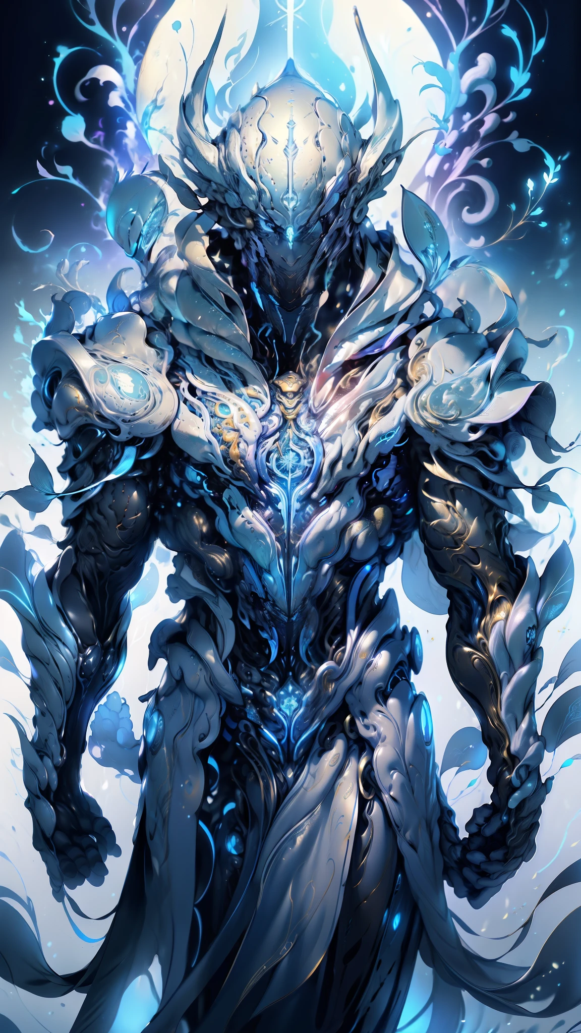Beautifully detailed images，Depicts a magic sword lying on a table, Radiate magical energy. Blade, Shiny and soft, Cold Light, Bends and twists when reaching from one hand to the other, Create a mesmerizing, Blue flame swirling ethereal trail. The surrounding rooms are bathed in warmth, White glow, 给物品投射出Cold Light. Macro lens, Prime Time, Soft lighting