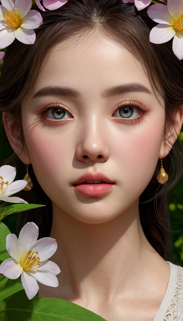Girl in the garden,Beautifully detailed eyes,Beautifully detailed lips,ดวงตาและใบหน้าที่มีรายVery detailed,Long eyelashes,illustration,oil painting,3D rendering,moderate,Masterpiece:1.2,Very detailed,realistic:1.37,best quality,4K,8ก,height,ภาพวาดที่Very detailed,Sharp focus,Physical rendering,professional,bright colors,Portrait,spring colors,soft light