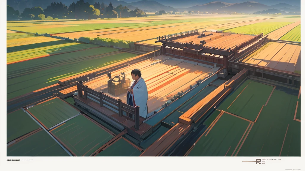 Prompt:

Generate a high-resolution conceptual image showcasing RTK technology with a Japanese aesthetic. The image should feature an elderly Japanese farmer happily standing in a field, his face filled with joy due to a bountiful harvest. There should be a farming machine working on the ground and a red farm building in the background. The overall style should be clean, refined, and Japanese-inspired, emphasizing the precision and innovation of positioning technology.

Additional Parameters:

Style: Japanese, simple, and sophisticated
Elements: Digital grids, glowing lines, high-tech icons (subtle to fit the aesthetic)
Lighting: Bright and natural
Color: Natural and vibrant
