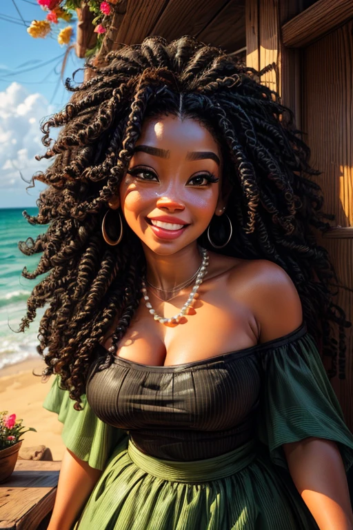 Requests
Copy prompts
((best quality)), ((Artwork)), (detailded), high qualiy, best quality, blackw, drapery, Africana, curly longhair, beautiful strong woman, olhos detaildeds , 18 years old, thick eyebrow, beautiful and soft makeup, fat moana, laughing facial expression, green long skirt, Strapless dress, Pearl necklace, looking to the down, field background with flowers, pearl earrings